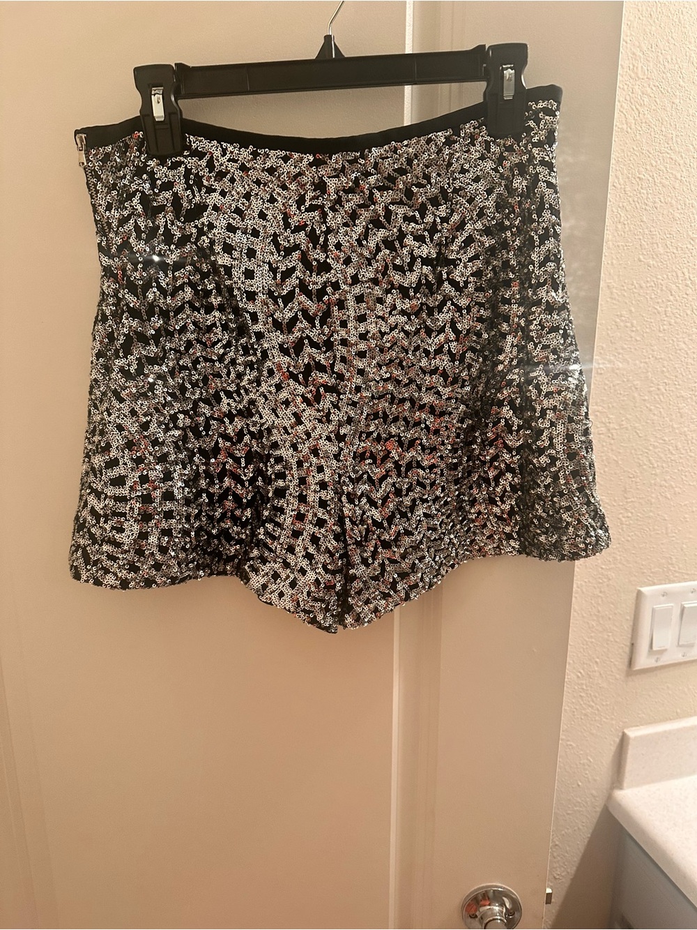 Black Sequin Embellished Mini Skirt
